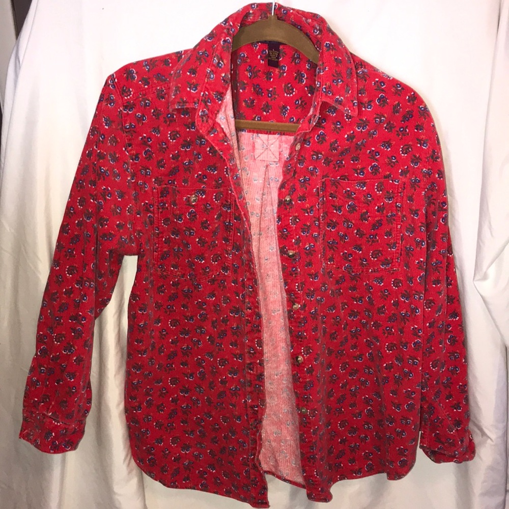 Red floral corduroy jacket/button down